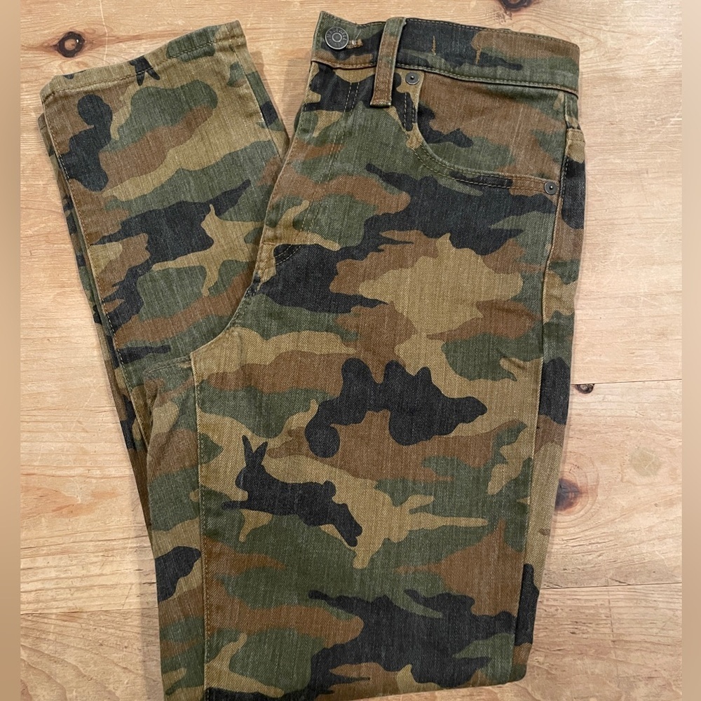 NWOT Madewell The High Rise Slim Boy Jean camo Cottontail Stretch Fall Size 25